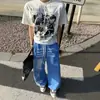 Pantalones deportivos casuales estilo callejero americano para hombre, nuevo estilo holgado de verano con estampado de notas musicales, pantalones rectos de pierna ancha hasta el suelo
