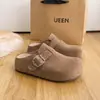 Zapatos de mujer dinámicos impermeables de cuero con suela gruesa estilo Birkenstock, 2026, con tacón oculto, diseño de punta cerrada, estilo slip-on, y adecuados para uso tanto en interiores como en exteriores, parecidos a los zuecos