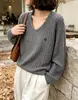 Nuevo Estilo Otoño Manga Larga Cuello en V Tejidos Suéter de Terciopelo Zhenbei para Mujer 2026 Nuevo Estilo Otoño Suéter Holgado para Mujer Ropa de Abrigo