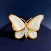 Broche de Diamante Ojo de Caballo Mariposa con Incrustaciones de Concha Blanca Natural Diseño de Nicho Ramillete Accesorios Elegantes para Traje Vestido Pin