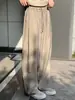 Pantalones Casuales de Raya Vertical Plisados Estilo Old Money para Hombre Verano Delgados con Cordón Cintura Elástica Pantalones Rectos Sueltos Largos