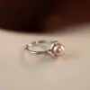 Anel de Pérola Natural Rosa de Água Doce, Anel Aberto de Nicho de Luxo para Mulheres, Anel de Cauda de Zircônia de Nicho, Atacado de Joias