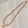 Colar de Pérolas Shijia Urso Marrom Mocha Alto Brilho Maillard Camada Dupla Enrolado Corrente Clavicular Outono e Inverno