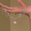 Colar Pingente de Franja de Vidro Transfronteiriço da Moda, Corrente de Clavícula de Luxo Leve da Moda de Alta Qualidade, Acessório Versátil e Elegante