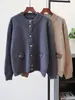2026 Estilo Nuevo de Principios de Primavera Diseño Patchwork Color Contrastante Chaqueta Suéter Cuello Redondo Estilo Coreano Holgada y Versátil Cárdigan de Punto para Mujer