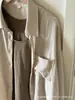 Chaqueta tipo camisa de lino estilo japonés para mujer, nuevo modelo verano 2026, estilo old money, corte holgado, adelgazante, cárdigan de color liso de algodón y lino con protección solar