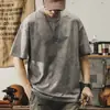 Camiseta de Manga Corta Fresca y Refrescante Jereno para Hombre Verano Holgada Talla Grande Teñido en Nube Lavada Retro Americano Casual Top t