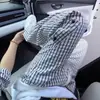 Pantalones de Cuadros Estilo Americano con Pliegues para Trabajo para Hombre, Pantalones de Verano Ligeros Transpirables Frescos de Seda de Hielo, Pantalones Casuales Sueltos con Caída