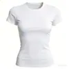 Camiseta Blanca Pura de Manga Corta con Hombro Normal para Mujer, Manga Corta Blanca Estilo Nuevo de Verano 2026, Corte Ajustado, Top Sencillo y Versátil