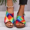 Sandálias de Comércio Exterior Femininas Verão Novo Europeu e Americano Transfronteiriço Tamanho Grande Boca de Peixe Plataforma Cruzada Solado Grosso Velcro Sandálias Femininas 43