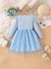 Vestido de Otoño Hecho a Medida para Niñas de Comercio Exterior, Nuevo Estilo Primavera y Otoño 2026 Vestido de Princesa para Niños, Vestido de Malla con Estrellas de Manga Larga, Moderno