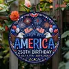 Design Plano 2D, Decoração de Parede do 250º Aniversário Americano - Logotipo Vintage de Fogos de Artifício com Águia Dupla, Adequado para o Dia da Independência