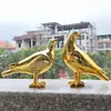 Adornos de Paloma Simulada Esculturas de Pájaros Animales Adornos Exteriores de Acero Inoxidable Imitación Cobre Decoraciones para Patio Jardín Interior