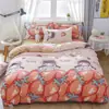 Juego de Ropa de Cama de Algodón con Dibujos de Sábila Fresco y Amigable con la Piel de Cuatro Piezas para Dormitorio de Estudiante Juego de Sábana Individual y Funda de Edredón de Tres Piezas
