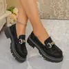 Comercio electrónico transfronterizo, talla grande, nueva colección primavera/otoño 2026, mocasines de suela gruesa, estilo europeo y americano para mujer, estampado de leopardo, zapatos sin cordones