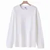 [Procesamiento y Personalización] Camiseta de Manga Larga de Color Puro Holgada con Cuello Redondo, Peso Pesado 260g, Marca Trbottomy Elegante, Parte Superior y Base para Hombre