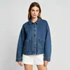 Jaqueta jeans casual europeia e americana, jaqueta de trabalho de manga comprida com gola de lapela para primavera e outono, com barra arredondada, vestuário feminino transfronteiriço Amazon