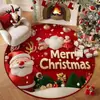 Alfombra Redonda para Sala de Estar Transfronteriza Decoración Navideña Felpudo de Cristal Terciopelo Resistente a Manchas Felpudo para Pies Alfombra de Papá Noel