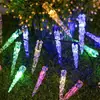 Fio de luz de gelo solar LED cone de gelo tira de gelo luzes coloridas pátio externo acampamento à prova d'água luzes de feriado de Natal atacado