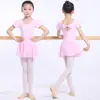 Roupas de Dança Infantis de Verão Roupas de Prática para Meninas Roupas de Dança para Meninas Vestido de Ballet Infantil de Peça Única Sem Costas Manga Curta