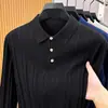 Nova coleção Primavera/Outono 2026: camisa polo casual de algodão puro masculina, suéter de tricô com listras verticais