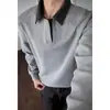 Sudadera de Otoño 2026 Falsa Dos Piezas con Cuello Polo para Hombre, Holgada Casual Cleanfit, Camiseta Elegante y de Alta Gama de Manga Larga