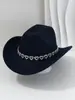 Chapéu Feminino Unissex Elegante de Luxo Leve com Strass Vazado em Forma de Coração, Chapéu Jazz Estilo Francês, Chapéu Cowboy de Noivado