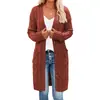 En Stock Prendas de Punto de Exportación Europea y Americana Otoño e Invierno 2026 Suéter Largo de Punto Trenzado para Mujer Nuevo Producto de Amazon Cárdigan de Botones Moderno