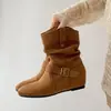 Botines Planos Retro Melanoides para Mujer 2026 Nuevo Otoño Aumentadores de Altura Interior Suela Suave Con Falda Botines Cortos Birkenstock