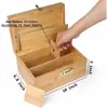 Caja de Almacenamiento de Bambú para Cigarrillos y Puros, Estilo Tapa Abatible con Cerradura de Contraseña, Caja de Almacenamiento de Madera, Molinillo de Cigarrillos, Caja Organizadora de Madera