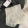 Ropa interior tipo braga de malla transpirable con control ligero del abdomen, cintura alta, ultra delgada, 0 sensación, femenina, entrepierna de seda de morera antibacteriana 7A, para cadera