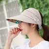 Fábrica de Gorras con Visera Solar de Poliéster para Mujer, Sombrero Solar Anti-UV al por Mayor, Sombrero Plegable para el Sol, Sombrilla de Protección Solar, En Stock