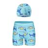 Bañador de secado rápido para niños de talla mediana y grande, para estudiantes, con estampado de dibujos animados, para playa, gorro de baño con cordones