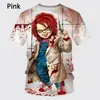 Nueva Moda Hombre Halloween Calle Divertido Horror Chagi Impresión Digital 3D Cuello Redondo Manga Corta Transfronterizo