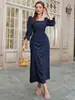 Outono 2026 Novo Cruzamento Europeu e Americano Algodão e Linho Ombro a Ombro Babado Vestido Longo Estilo Férias Vestido Solto Atacado