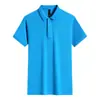 Nova camisa polo casual de algodão puro para o verão de 2022, gola com fenda, leve luxo, cor sólida, manga curta, estampada, publicitária, cultural