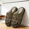 Pantuflas de Algodón para Hombre, Pantuflas Cálidas para el Hogar de Otoño e Invierno para Mujer, Pantuflas de Algodón Peludo Estampadas de Comercio Exterior, Pod Cross-Border Jit Dropshipping
