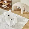 Banqueta para Cambiar Zapatos con Temática de Gatos para Entrada de Casa, Taburete Pequeño para Recibidor, Taburete tipo Puff para Vestíbulo, Taburete de Tocador Estilo Crema