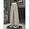 Pantalones Casuales Pequeños de Estilo 'Old Money' con Caída para Hombres y Mujeres Otoño Holgados Estilo Oficina Adelgazantes Rectos Pantalones Casuales Color Caqui