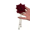 Pasador de Pelo Rojo con Borla Estilo Retro para Mujer, Pin de Flequillo Lateral de Gama Alta de Nicho, Pasador de Moda, Nuevo Accesorio para el Cabello