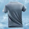 Camiseta Suelta para Hombre, Top de Manga Corta con Cuello Redondo, Verano Seda de Hielo Manga Media Delgada Casual Talla Grande Secado Rápido Transpirable Camiseta Deportiva