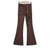 Otoño 2024 Nuevo Pantalón Microacampanado con Cordones de Encaje Falso de Dos Piezas para Mujer Hot Girls Adelgazante Yoga Deportes