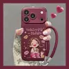 Cordón Girl Lanyard Aplicable a Funda de Teléfono iphone18pm 16 Textura de Cuero iphone17 Silicona 15 Dibujos Animados Lindos