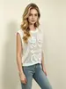 Colete de Tricô Vazado 3D com Letra Primavera Verão Feminino Novo Estilo Preguiçoso Solto Gola Redonda Sem Mangas