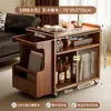 Mesa Lateral Móvil Gabinete Lateral para Sofá Gabinete Lateral Sala de Estar Gabinete de Almacenamiento para el Hogar Estante de Almacenamiento Mesa de Café de Madera Maciza Carrito de Mesa