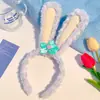 Nueva diadema de peluche con orejas de oso y conejo morado, linda pinza para el cabello con dibujos animados, diadema para lavarse la cara, accesorio para el cabello