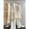 ¡Línea de Lujo Ligero Zedaijiayi! Blusa de Manga Larga Holgada Estilo Bohemio Exquisitamente Bordada Lavada a la Arena