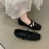 Zapatos de Salón Bajos para Mujer con Lunares Dulces, Nuevo Estilo de Zapatos Mary Jane que Aumentan la Altura, Estilo Retro para Mujer 2026, Lazo de Tela Negra