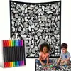 Manta Criativa para Colorir DIY Grafite Desenho em Linha Preto e Branco Manta Pintada à Mão para Lazer em Casa Manta Multifuncional para Soneca Venda por Atacado