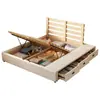 Cama sem cabeceira, com três gavetas de armazenamento, adequada para apartamentos pequenos, cama estilo tatami, cama com estrado de ripas e gavetas, cama de couro